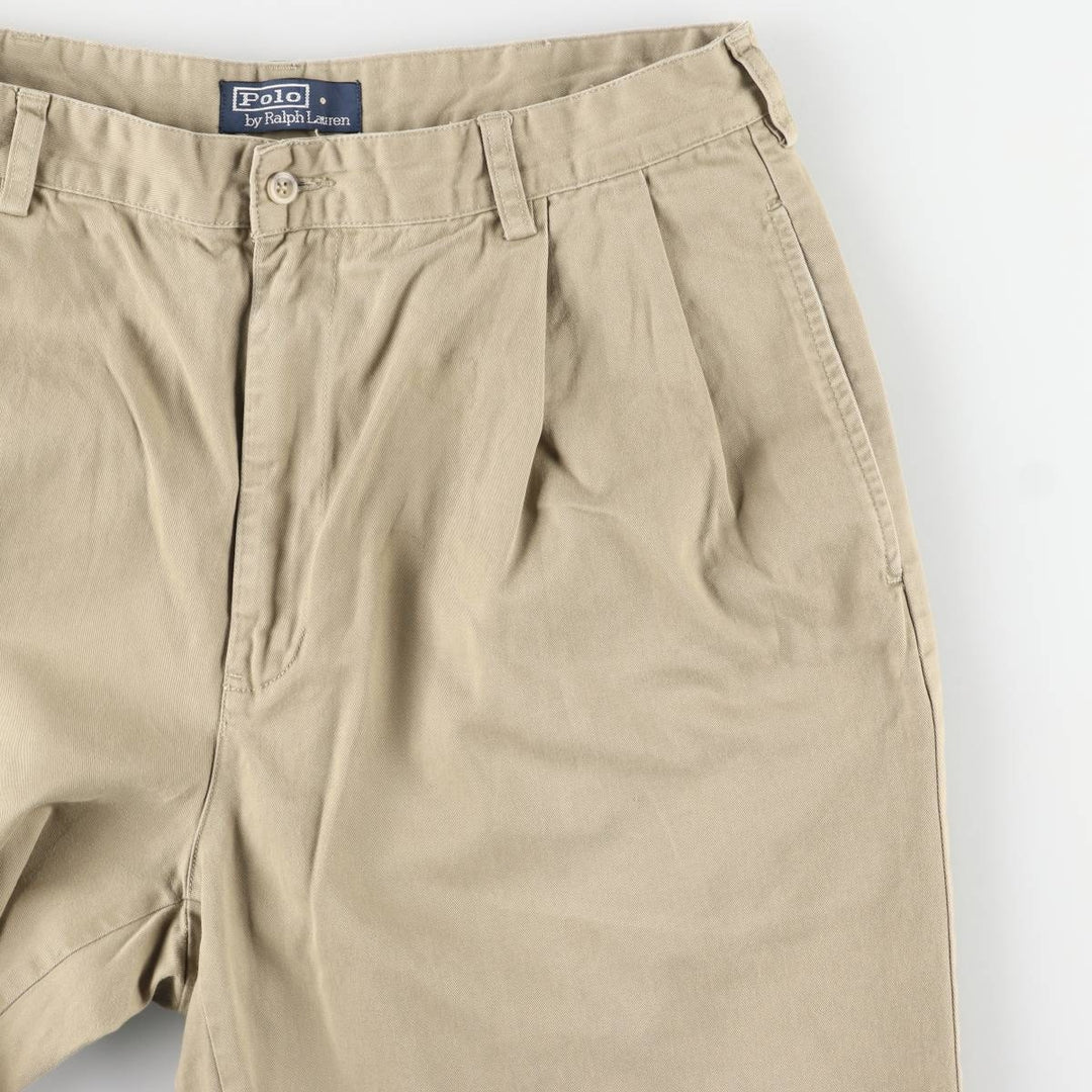 Ralph Lauren POLO by Ralph Lauren HAMMOND PANT, two-pleat chino pants, men's, w34 equivalent cotton beige type brown Vintage Second Hand