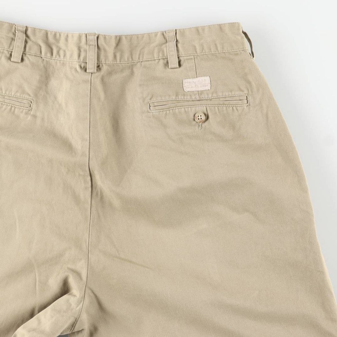 Ralph Lauren POLO by Ralph Lauren HAMMOND PANT, two-pleat chino pants, men's, w34 equivalent cotton beige type brown Vintage Second Hand
