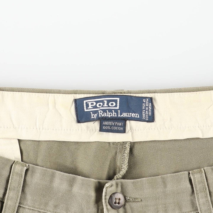 Ralph Lauren POLO by Ralph Lauren ANDREW PANT Two-pleat chino pants for men, equivalent to w37 cotton Khaki type Vintage Second Hand