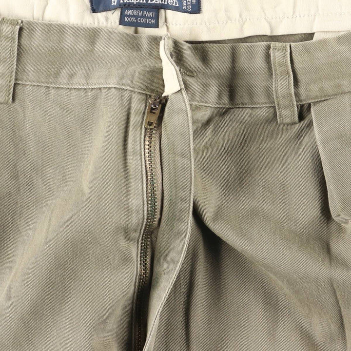Ralph Lauren POLO by Ralph Lauren ANDREW PANT Two-pleat chino pants for men, equivalent to w37 cotton Khaki type Vintage Second Hand