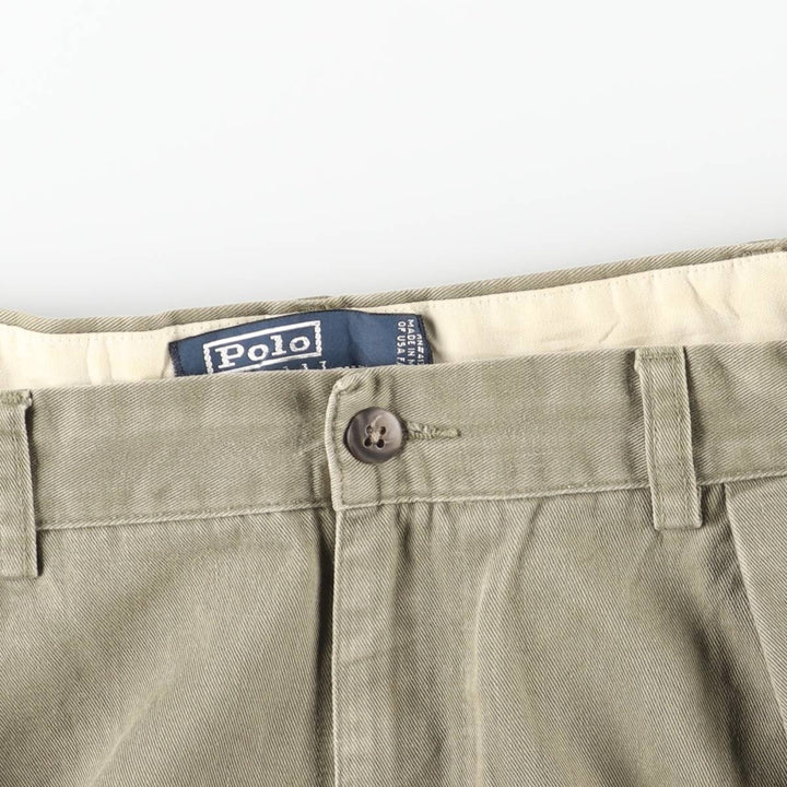 Ralph Lauren POLO by Ralph Lauren ANDREW PANT Two-pleat chino pants for men, equivalent to w37 cotton Khaki type Vintage Second Hand