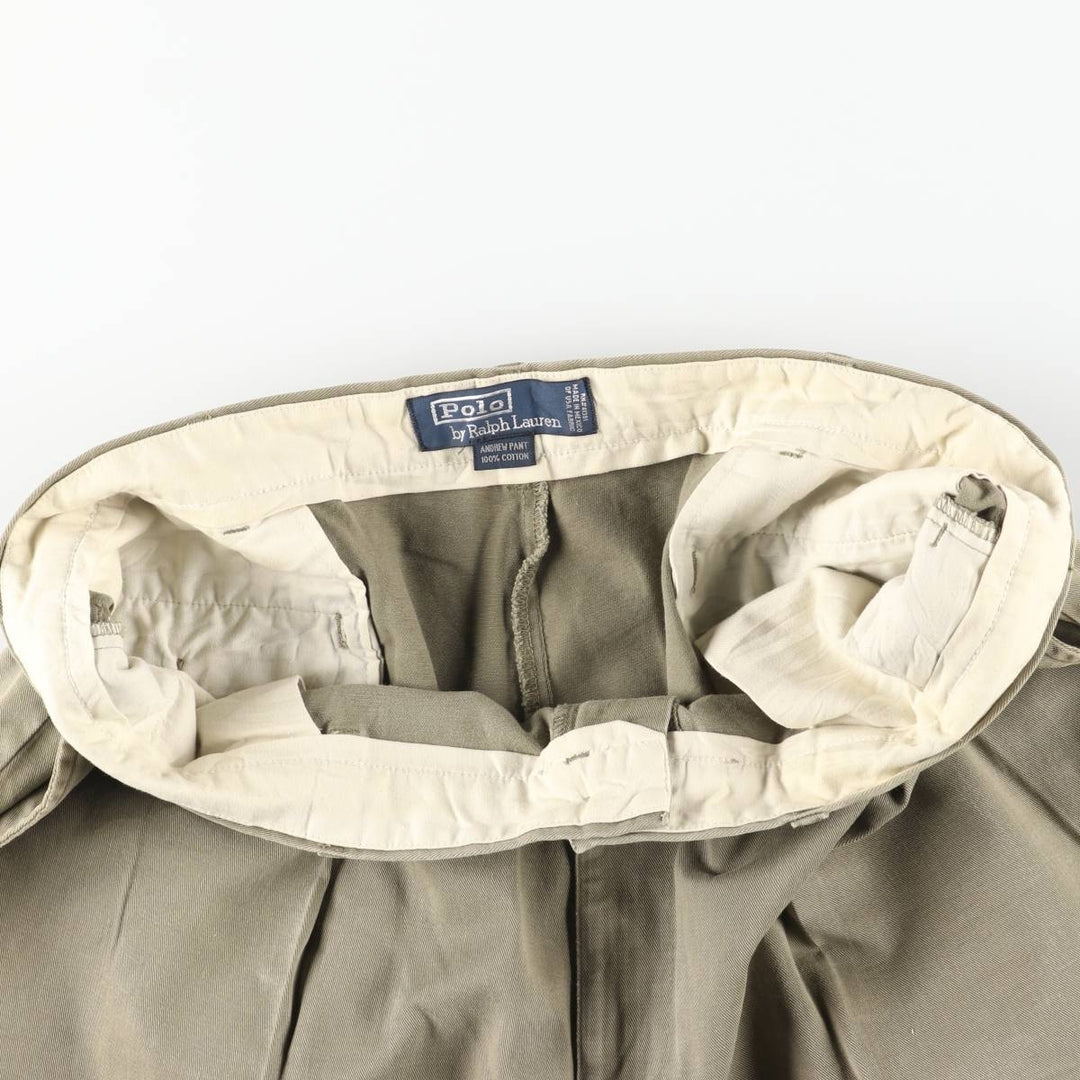 Ralph Lauren POLO by Ralph Lauren ANDREW PANT Two-pleat chino pants for men, equivalent to w37 cotton Khaki type Vintage Second Hand