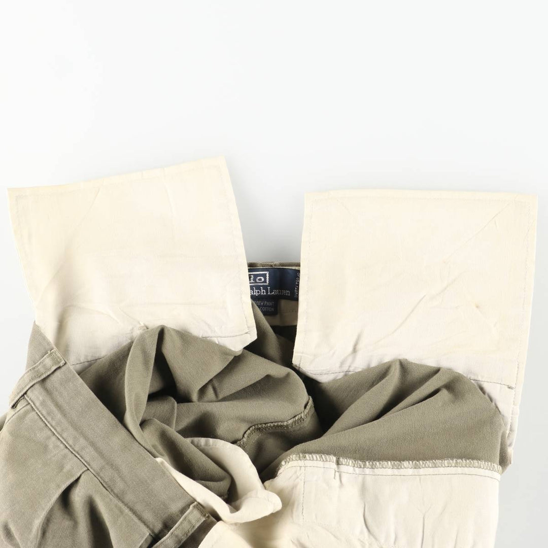 Ralph Lauren POLO by Ralph Lauren ANDREW PANT Two-pleat chino pants for men, equivalent to w37 cotton Khaki type Vintage Second Hand
