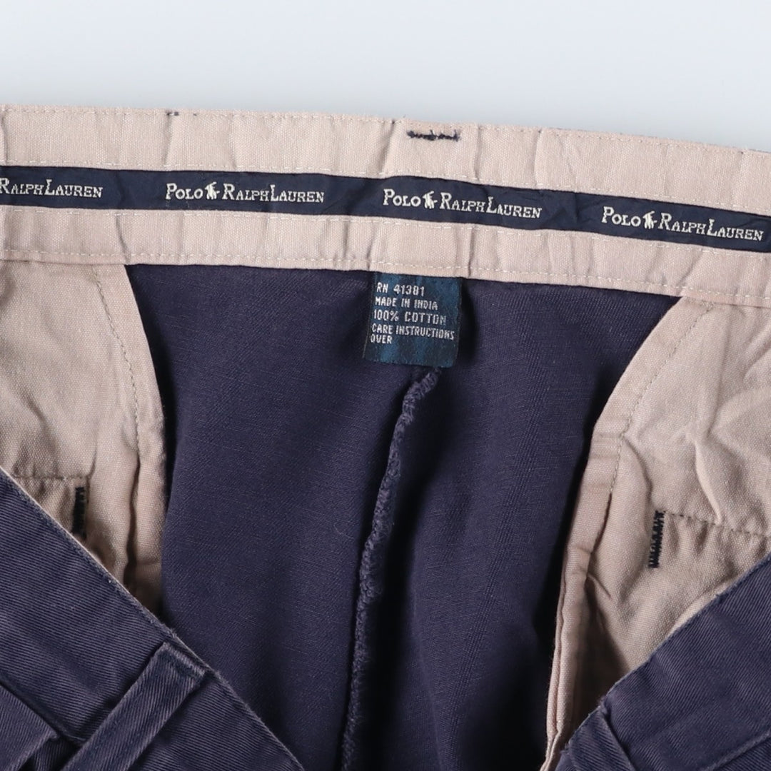 Ralph Lauren POLO RALPH LAUREN ANDREW PANT Two-pleat chino pants Men's size W34 cotton navy blue type Vintage Second Hand