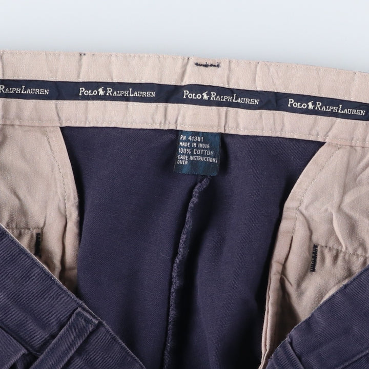 Ralph Lauren POLO RALPH LAUREN ANDREW PANT Two-pleat chino pants Men's size W34 cotton navy blue type Vintage Second Hand