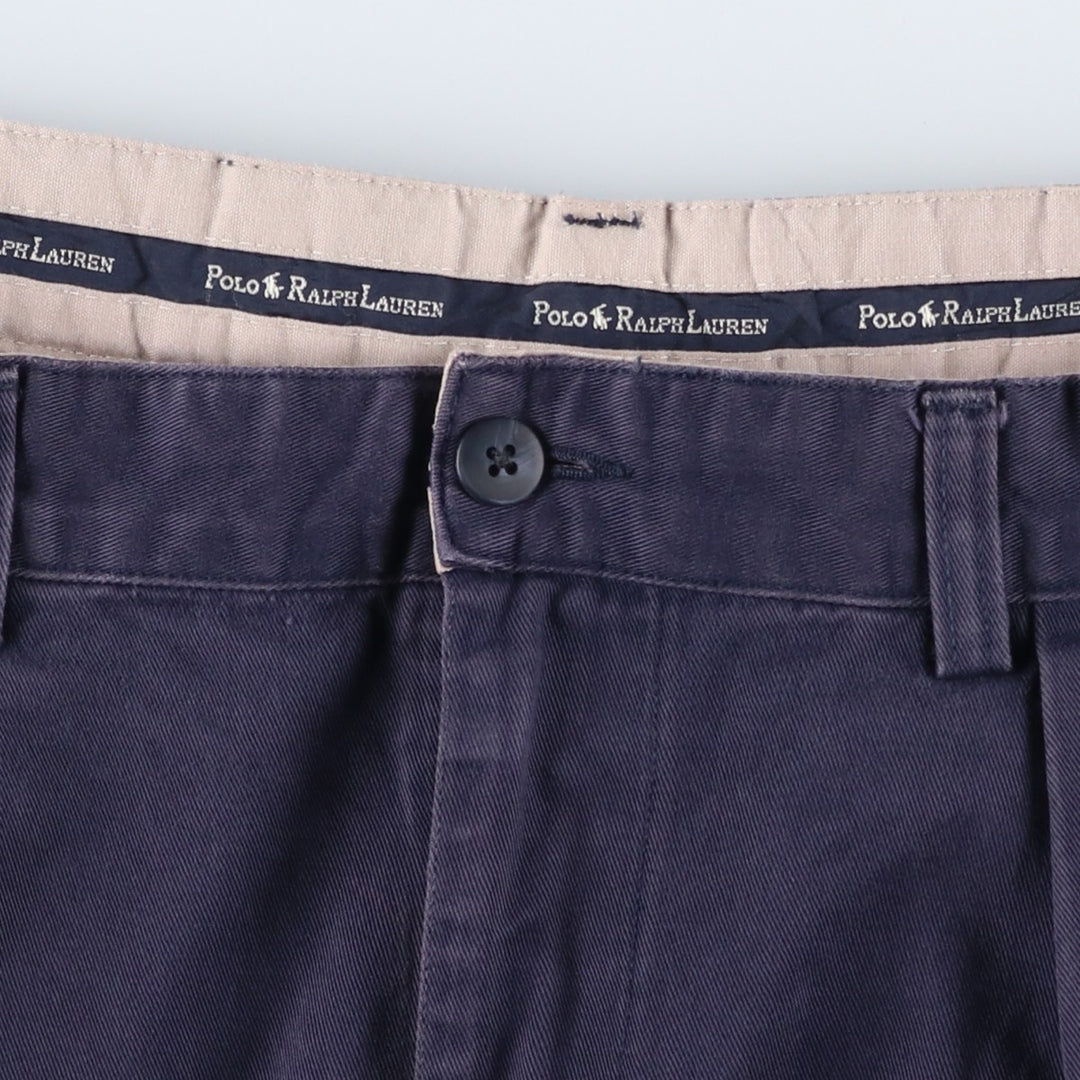 Ralph Lauren POLO RALPH LAUREN ANDREW PANT Two-pleat chino pants Men's size W34 cotton navy blue type Vintage Second Hand