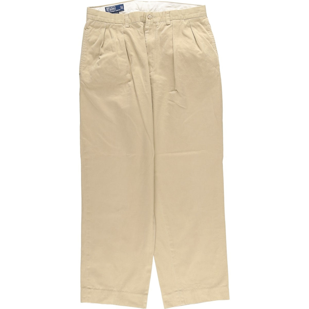 Ralph Lauren POLO by Ralph Lauren ANDREW PANT Two-pleat chino pants for men, equivalent to W34 cotton Beige type Vintage Second Hand