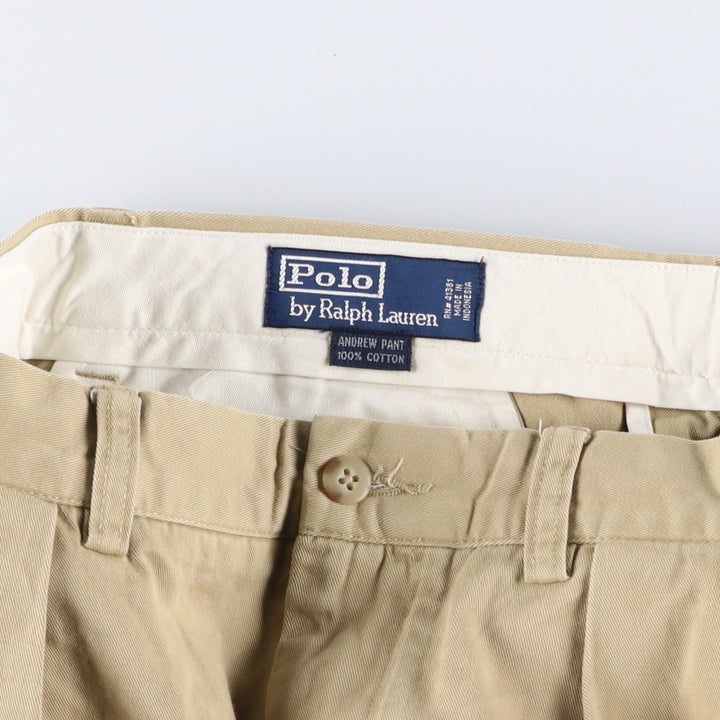 Ralph Lauren POLO by Ralph Lauren ANDREW PANT Two-pleat chino pants for men, equivalent to W34 cotton Beige type Vintage Second Hand