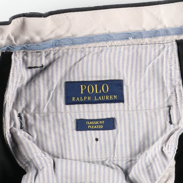Ralph Lauren POLO RALPH LAUREN CLASSIC FIT PLEATED Two-Pleat Chino Pants, Men's Size W34 (approx.) unclear black type Vintage Second Hand