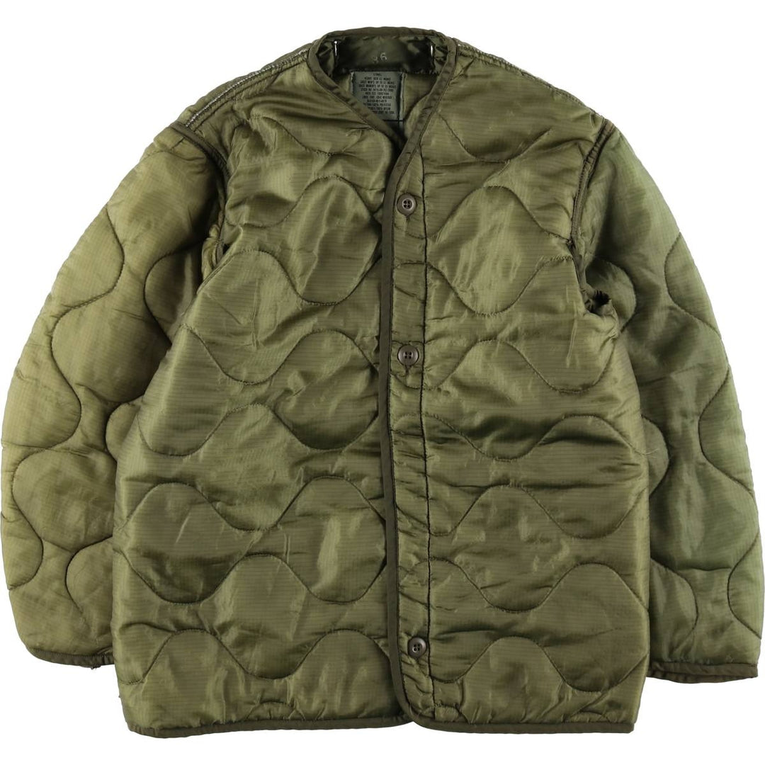 1980'S US Military Issue Padded Military Liner Jacket, Made in USA, X-SMALL (equivalent to Women's XS), Vintage Nylon Khaki type Vintage Second Hand