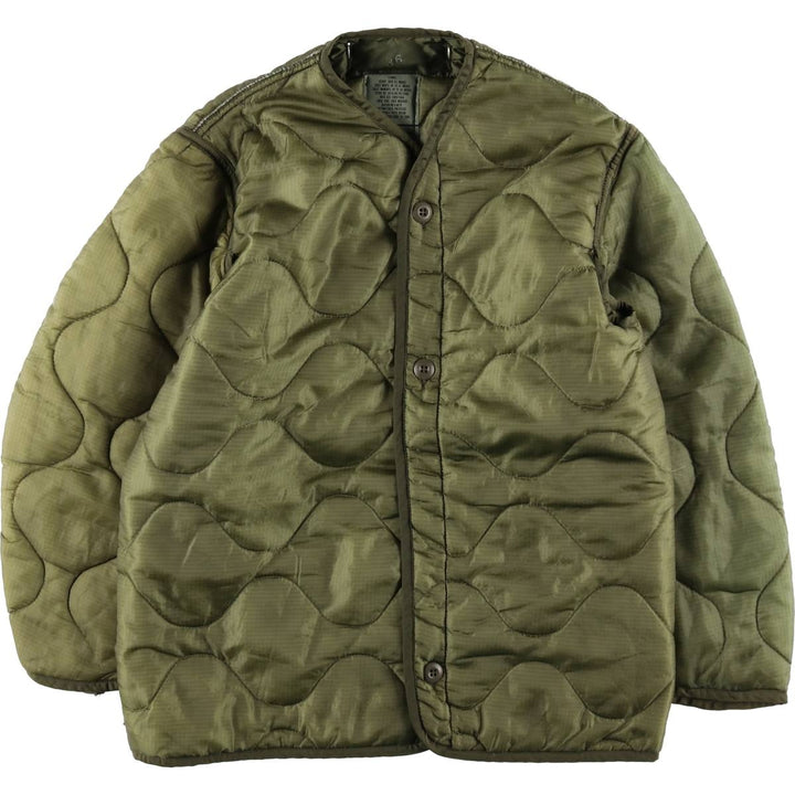 1980'S US Military Issue Padded Military Liner Jacket, Made in USA, X-SMALL (equivalent to Women's XS), Vintage Nylon Khaki type Vintage Second Hand