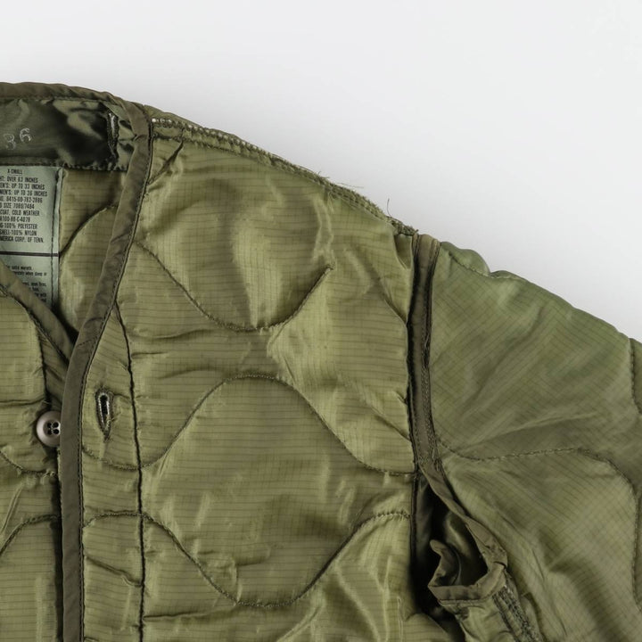1980'S US Military Issue Padded Military Liner Jacket, Made in USA, X-SMALL (equivalent to Women's XS), Vintage Nylon Khaki type Vintage Second Hand