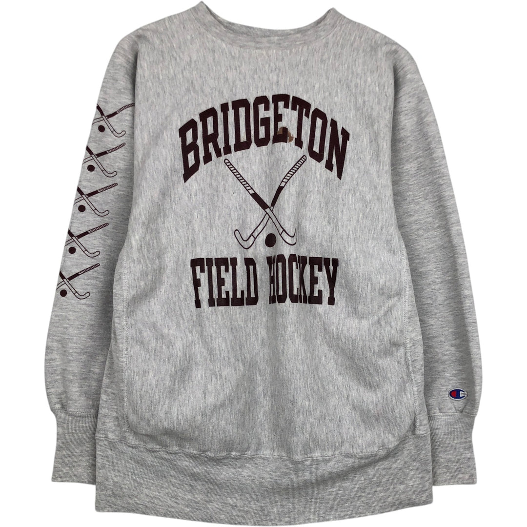 90'S Champion Reverse Weave College Sweatshirt with Embroidered Tag and Triple Print, Made in USA, Men's Size XL cotton gray type Vintage Second Hand