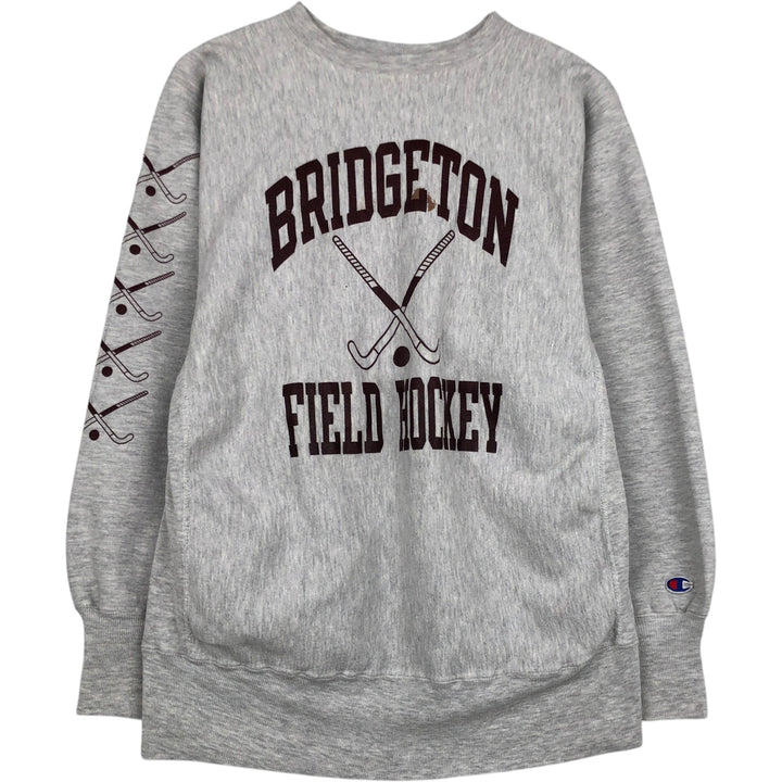 90'S Champion Reverse Weave College Sweatshirt with Embroidered Tag and Triple Print, Made in USA, Men's Size XL cotton gray type Vintage Second Hand