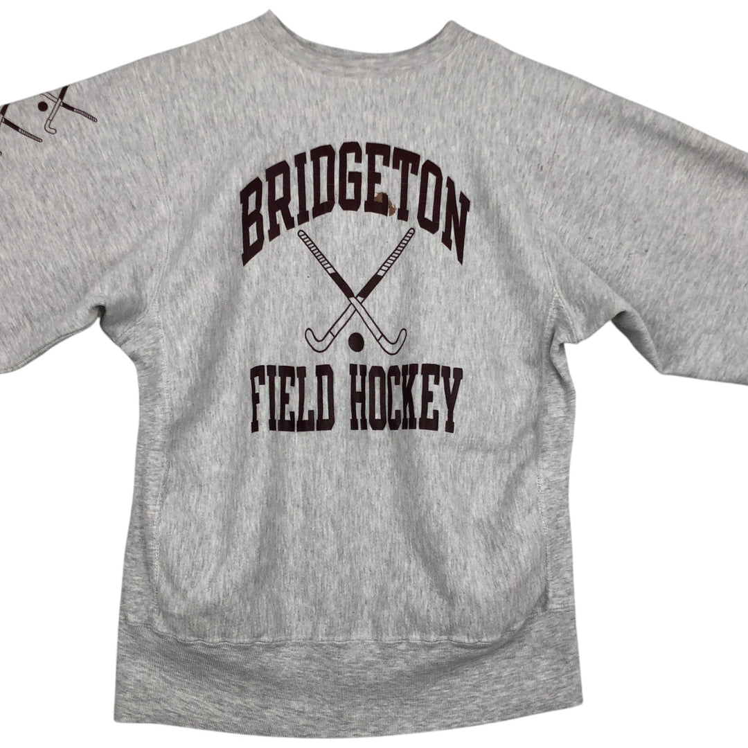 90'S Champion Reverse Weave College Sweatshirt with Embroidered Tag and Triple Print, Made in USA, Men's Size XL cotton gray type Vintage Second Hand