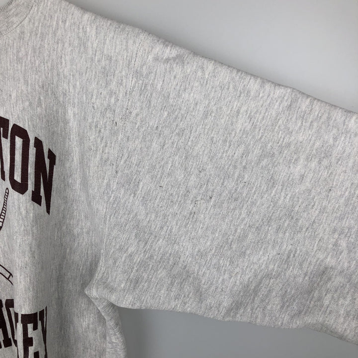 90'S Champion Reverse Weave College Sweatshirt with Embroidered Tag and Triple Print, Made in USA, Men's Size XL cotton gray type Vintage Second Hand