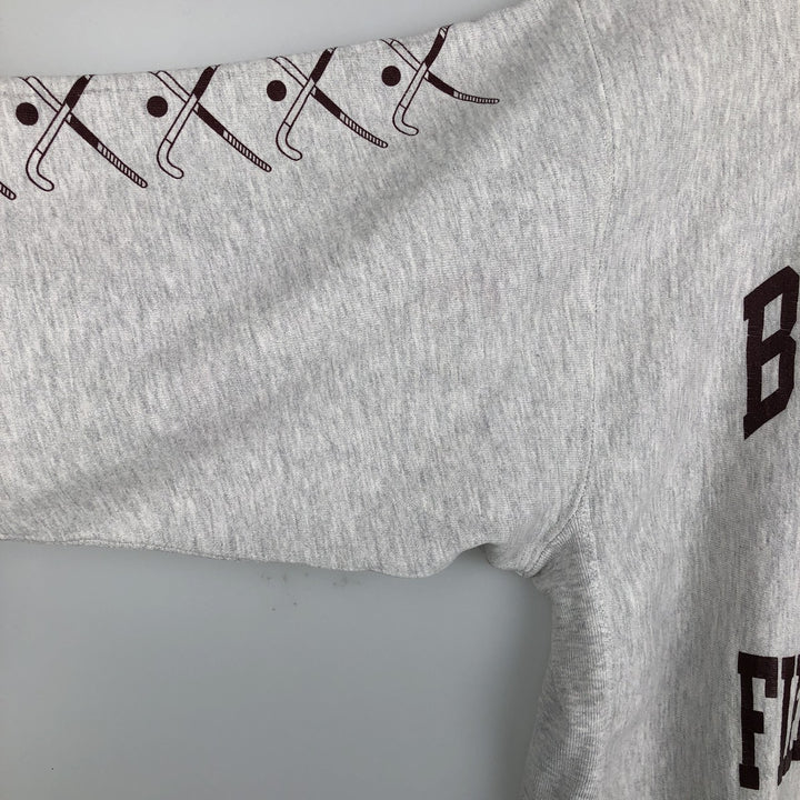 90'S Champion Reverse Weave College Sweatshirt with Embroidered Tag and Triple Print, Made in USA, Men's Size XL cotton gray type Vintage Second Hand