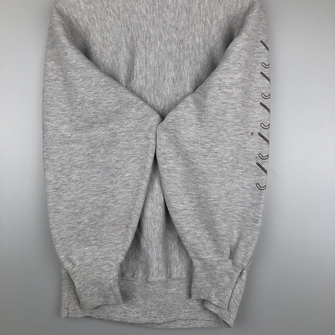 90'S Champion Reverse Weave College Sweatshirt with Embroidered Tag and Triple Print, Made in USA, Men's Size XL cotton gray type Vintage Second Hand