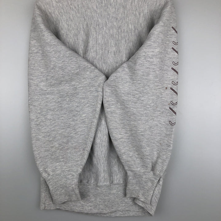 90'S Champion Reverse Weave College Sweatshirt with Embroidered Tag and Triple Print, Made in USA, Men's Size XL cotton gray type Vintage Second Hand