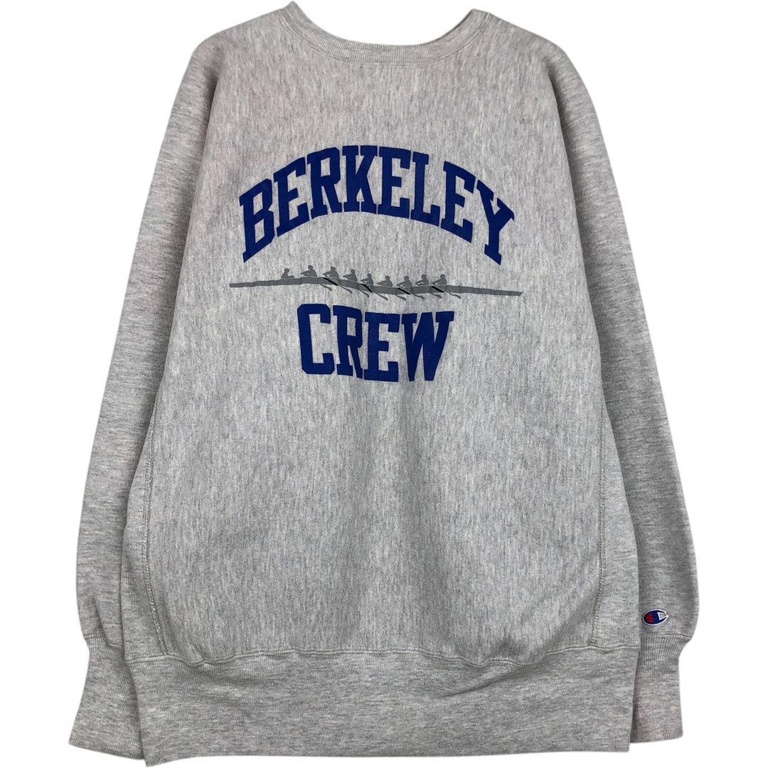 90'S Champion Reverse Weave College Sweatshirt with Embroidered Tag and Triple Print, Made in USA, Men's Size XL cotton gray type Vintage Second Hand