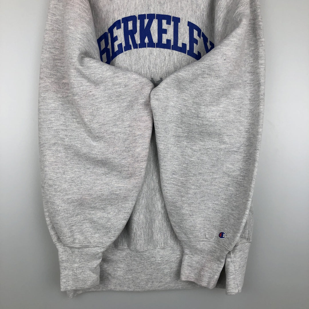 90'S Champion Reverse Weave College Sweatshirt with Embroidered Tag and Triple Print, Made in USA, Men's Size XL cotton gray type Vintage Second Hand