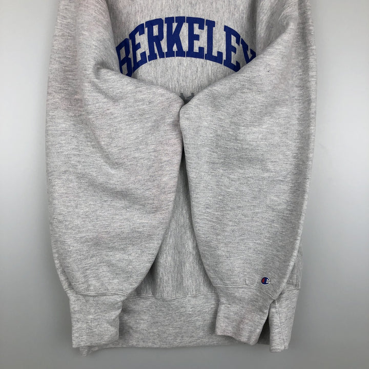 90'S Champion Reverse Weave College Sweatshirt with Embroidered Tag and Triple Print, Made in USA, Men's Size XL cotton gray type Vintage Second Hand