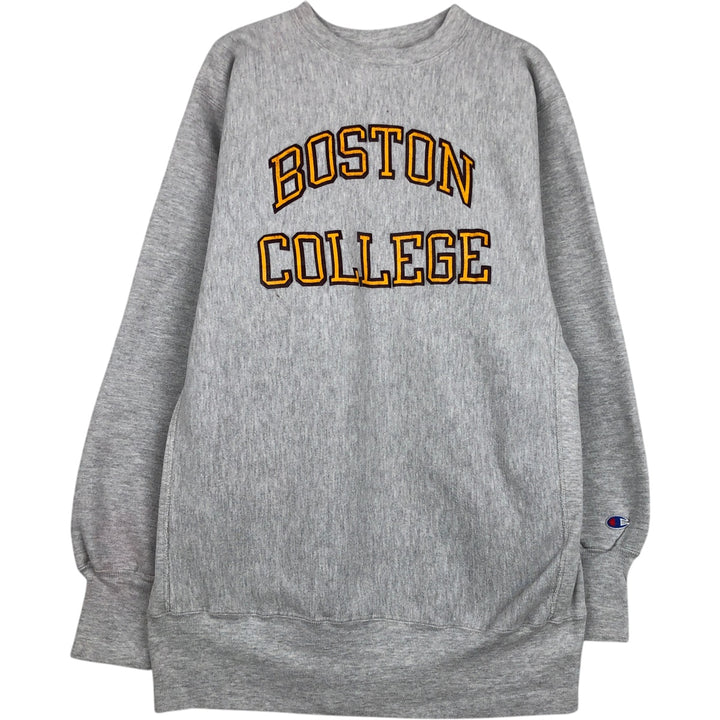 90'S Champion Reverse Weave Embroidered Tag Boston University College Sweatshirt, Made in USA, Men's XXL equivalent. cotton gray type Vintage Second Hand