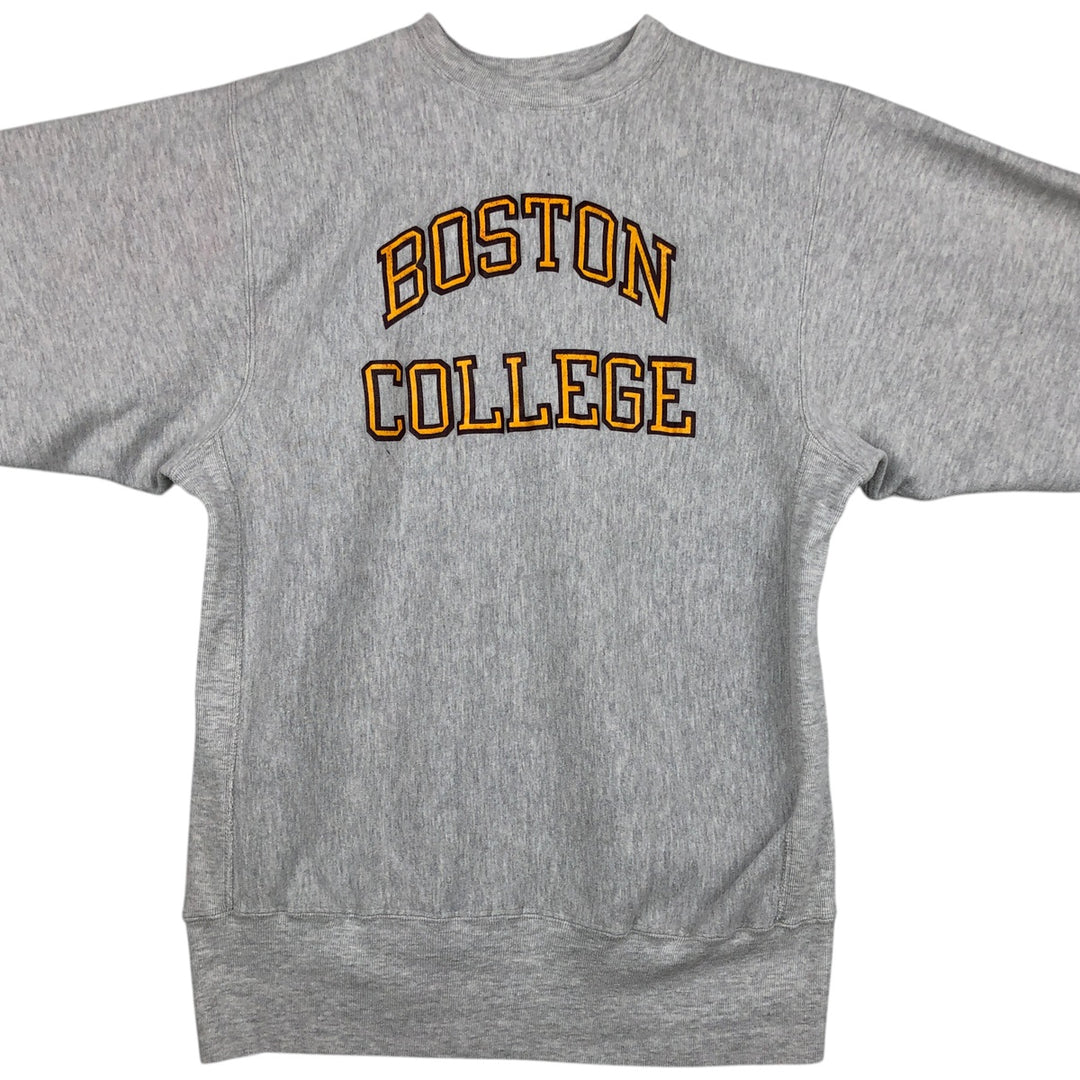 90'S Champion Reverse Weave Embroidered Tag Boston University College Sweatshirt, Made in USA, Men's XXL equivalent. cotton gray type Vintage Second Hand