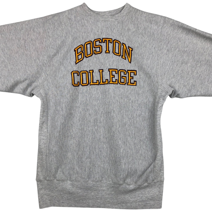 90'S Champion Reverse Weave Embroidered Tag Boston University College Sweatshirt, Made in USA, Men's XXL equivalent. cotton gray type Vintage Second Hand