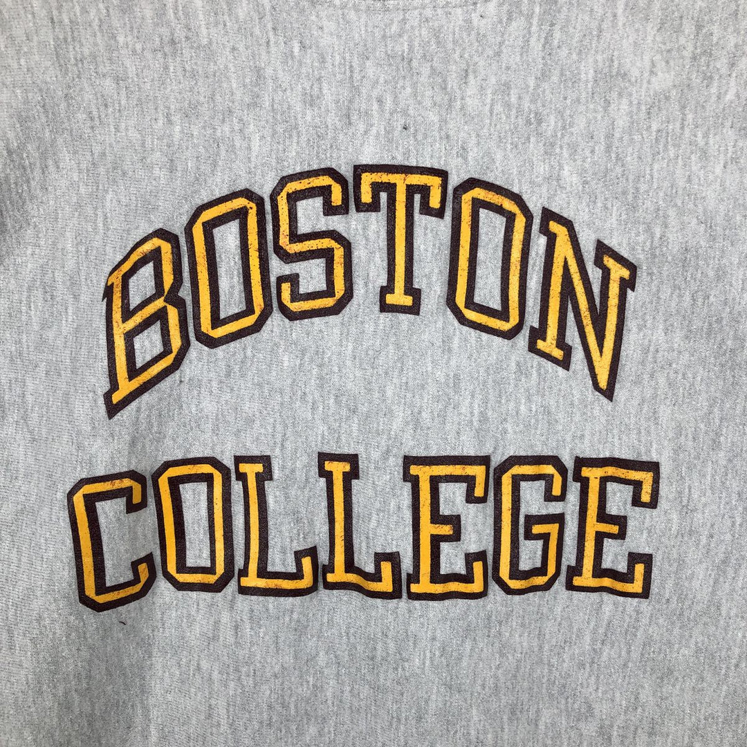 90'S Champion Reverse Weave Embroidered Tag Boston University College Sweatshirt, Made in USA, Men's XXL equivalent. cotton gray type Vintage Second Hand