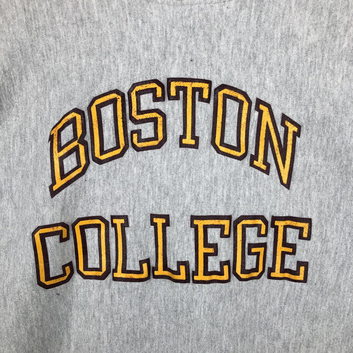 90'S Champion Reverse Weave Embroidered Tag Boston University College Sweatshirt, Made in USA, Men's XXL equivalent. cotton gray type Vintage Second Hand
