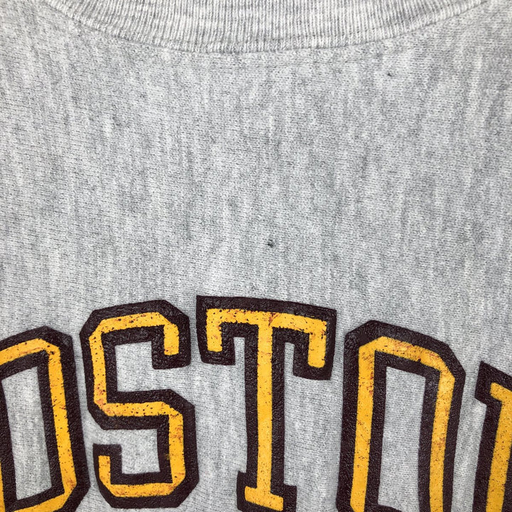 90'S Champion Reverse Weave Embroidered Tag Boston University College Sweatshirt, Made in USA, Men's XXL equivalent. cotton gray type Vintage Second Hand