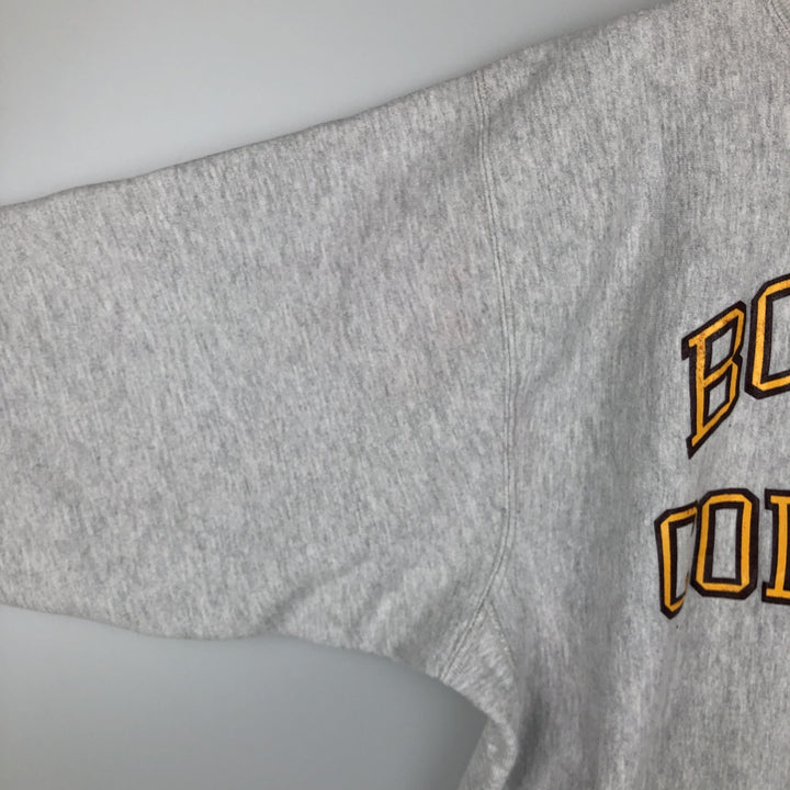 90'S Champion Reverse Weave Embroidered Tag Boston University College Sweatshirt, Made in USA, Men's XXL equivalent. cotton gray type Vintage Second Hand