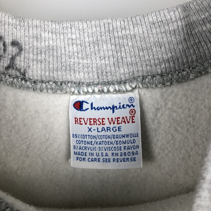 90'S Champion Reverse Weave embroidered tag University of Minnesota college sweatshirt, made in USA, men's size XL equivalent. cotton gray type Vintage Second Hand