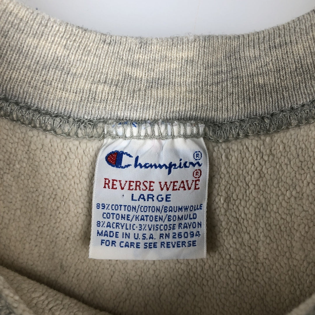 90'S Champion Reverse Weave Embroidered Tag Logo Sweatshirt Trainer Made in USA Men's L Size Vintage cotton gray type Vintage Second Hand