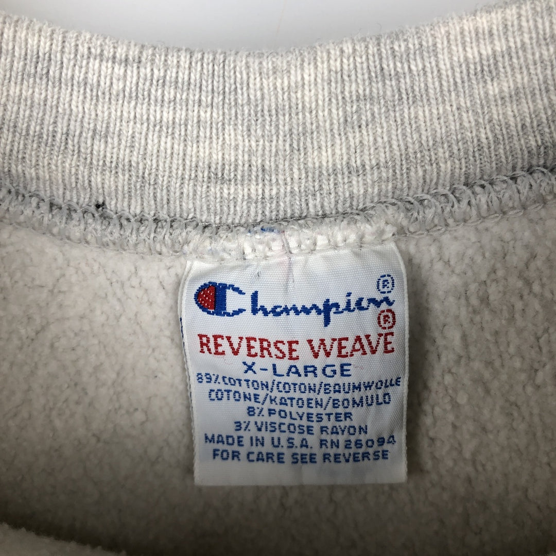 90'S Champion Reverse Weave Embroidered Tag Logo Sweatshirt Trainer Made in USA Men's XL Vintage cotton gray type Vintage Second Hand