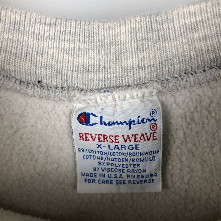 90'S Champion Reverse Weave Embroidered Tag Logo Sweatshirt Trainer Made in USA Men's XL Vintage cotton gray type Vintage Second Hand