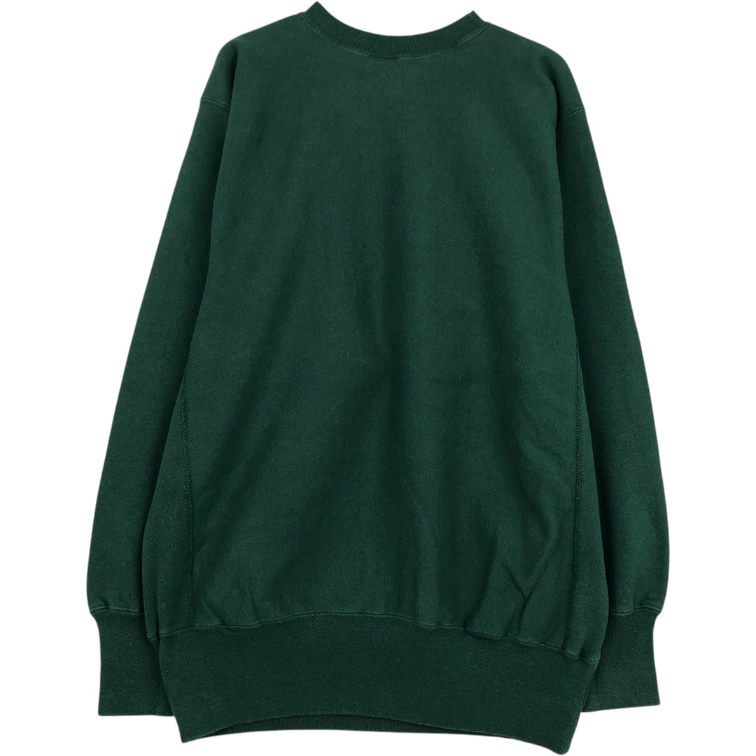90'S Champion Reverse Weave Sweatshirt with Embroidered Tag and One-Point Logo, Made in USA, Men's Size XXL cotton Green type dark green Vintage Second Hand