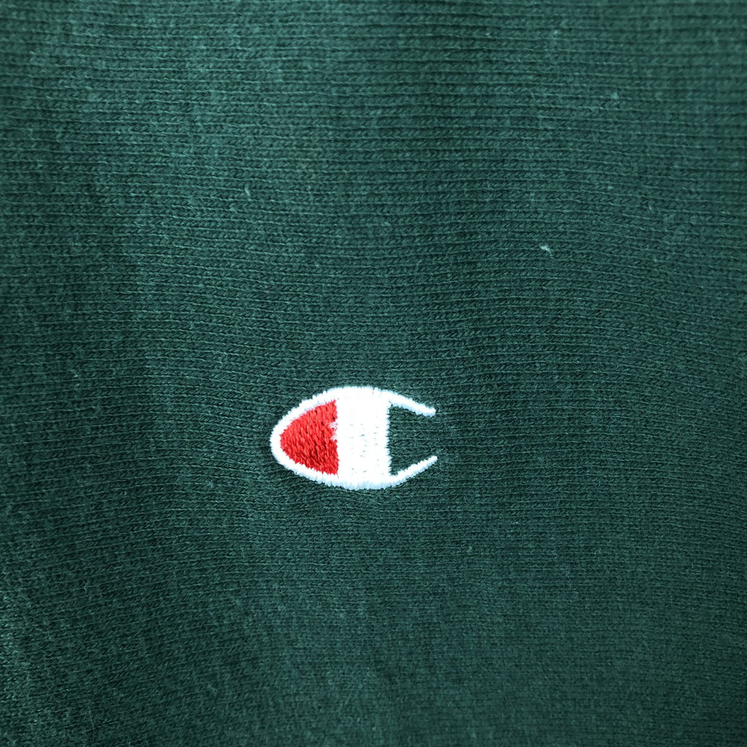 90'S Champion Reverse Weave Sweatshirt with Embroidered Tag and One-Point Logo, Made in USA, Men's Size XXL cotton Green type dark green Vintage Second Hand