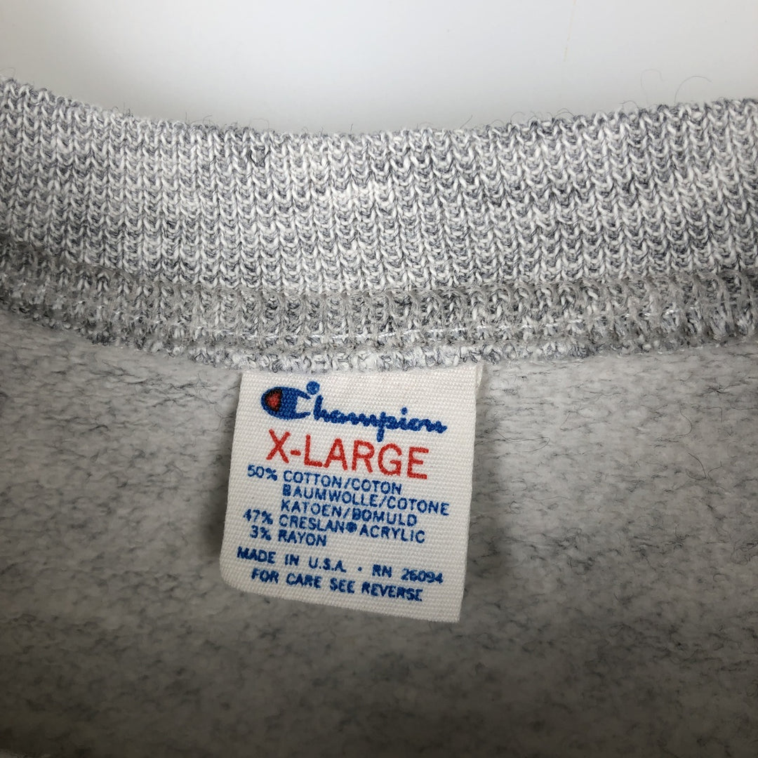 80'S Champion Tricot Tag College Sweatshirt, Made in USA, Men's XL, Vintage cotton gray type Vintage Second Hand
