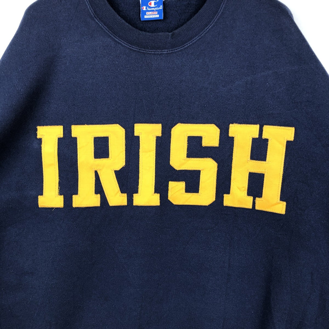 90'S Champion Notre Dame University Fighting Irish College Sweatshirt, Made in USA polyester navy blue type Vintage Second Hand