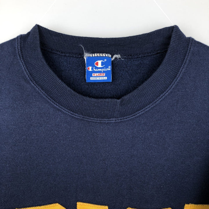 90'S Champion Notre Dame University Fighting Irish College Sweatshirt, Made in USA polyester navy blue type Vintage Second Hand