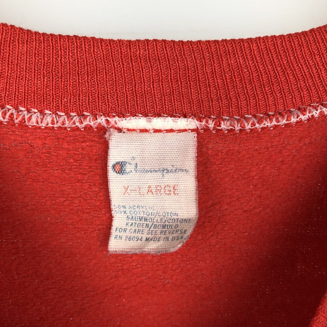 80'S Champion Ohio State College Sweatshirt, Made in USA, Men's XL equivalent. acrylic red type Vintage Second Hand