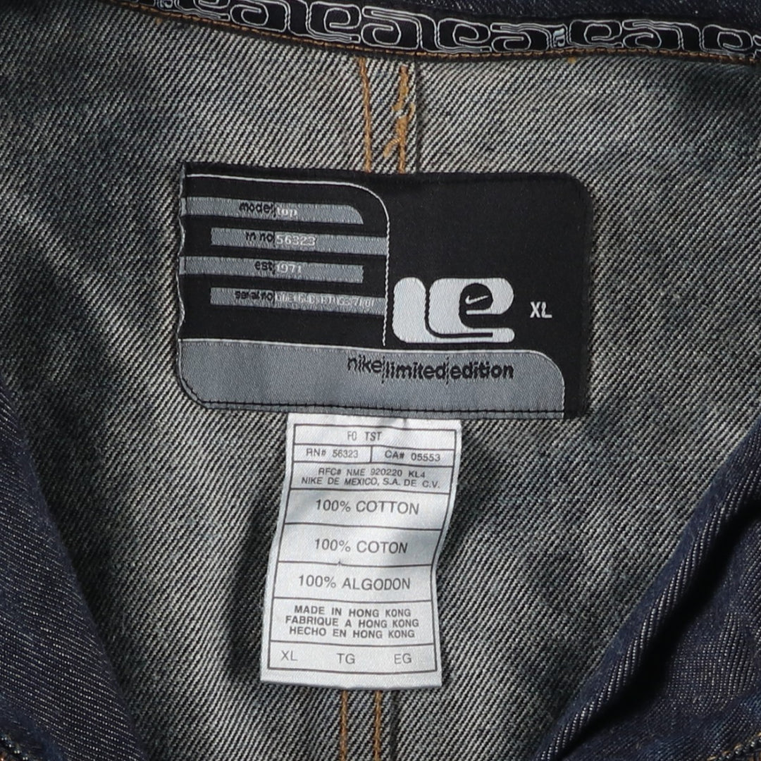 2000'S Nike Limited Edition Denim Jacket, Men's Size XL cotton navy blue type Vintage Second Hand