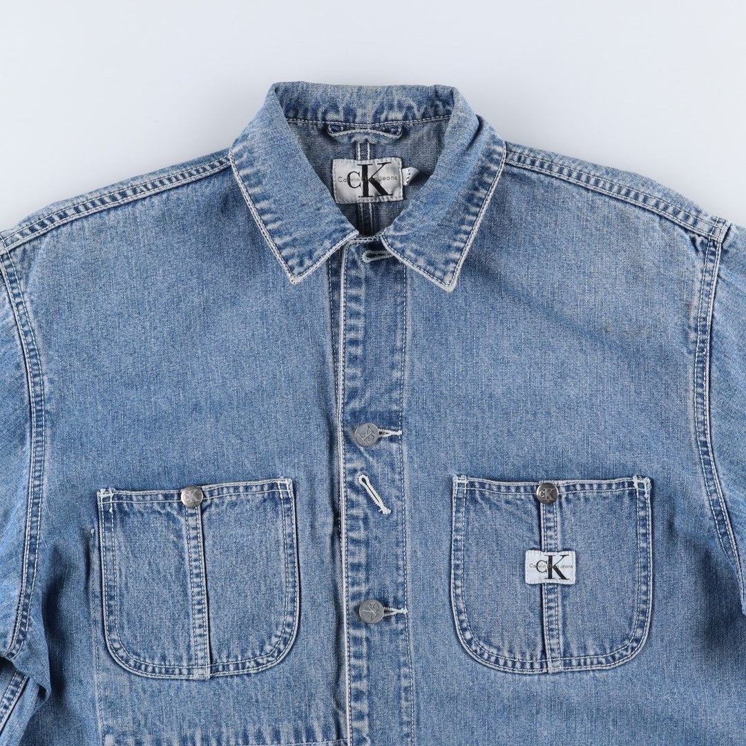 90s-00'S Calvin Klein Jeans denim coveralls, men's size M (approx.) cotton blue type Vintage Second Hand