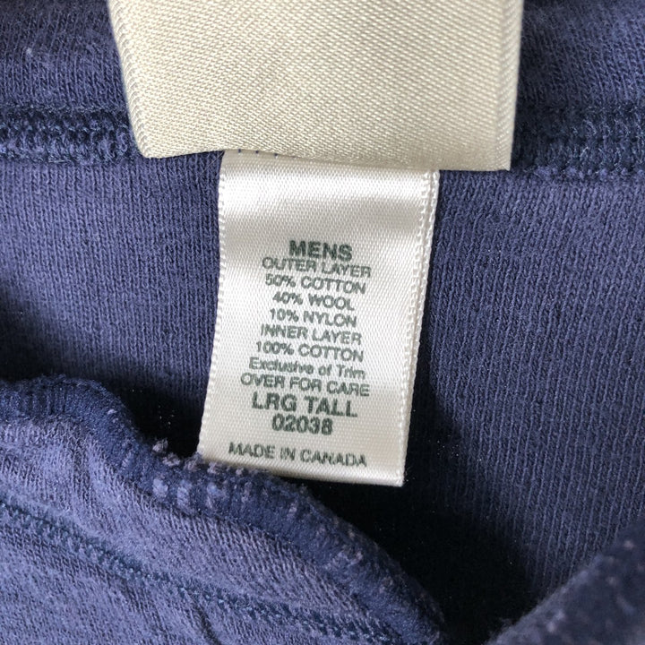 LLBean Henley Neck Long-Sleeve T-Shirt, Made in Canada, Men's Size L (Equivalent), Vintage. cotton navy blue type Vintage Second Hand