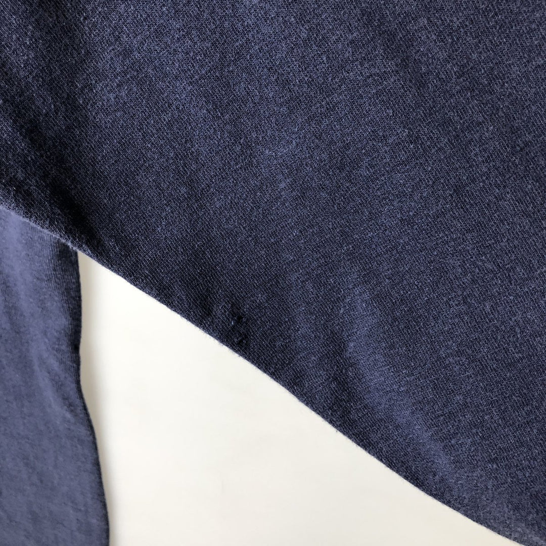 LLBean Henley Neck Long-Sleeve T-Shirt, Made in Canada, Men's Size L (Equivalent), Vintage. cotton navy blue type Vintage Second Hand