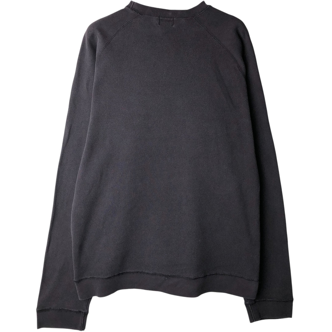 90s-00'S Calvin Klein Long-Sleeve T-Shirt with Front V-Gusset, Ribbed Knit, Men's XL (Equivalent), Vintage cotton black type Vintage Second Hand