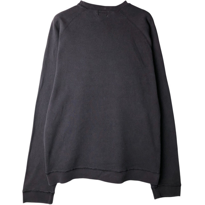 90s-00'S Calvin Klein Long-Sleeve T-Shirt with Front V-Gusset, Ribbed Knit, Men's XL (Equivalent), Vintage cotton black type Vintage Second Hand