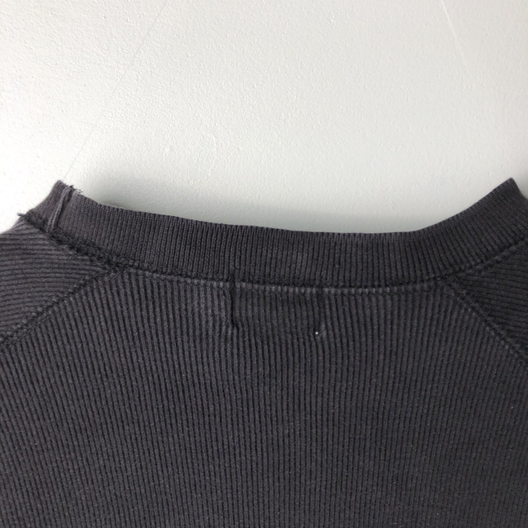 90s-00'S Calvin Klein Long-Sleeve T-Shirt with Front V-Gusset, Ribbed Knit, Men's XL (Equivalent), Vintage cotton black type Vintage Second Hand